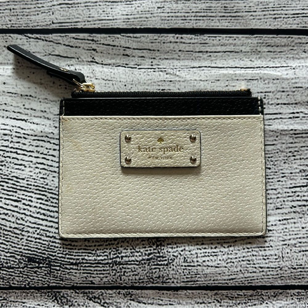 Kate Spade Adi Grove Street leather card holder in black/cream